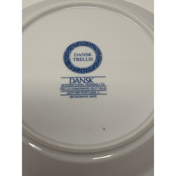 Dansk Trellis Delft Blue Rim Soup Bowl 8.75" Portugal VTG - Picture 14 of 16